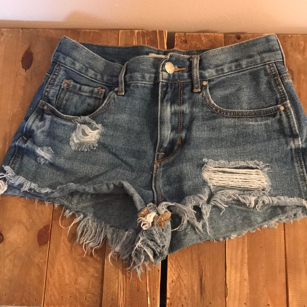 denim high rise festival shorts